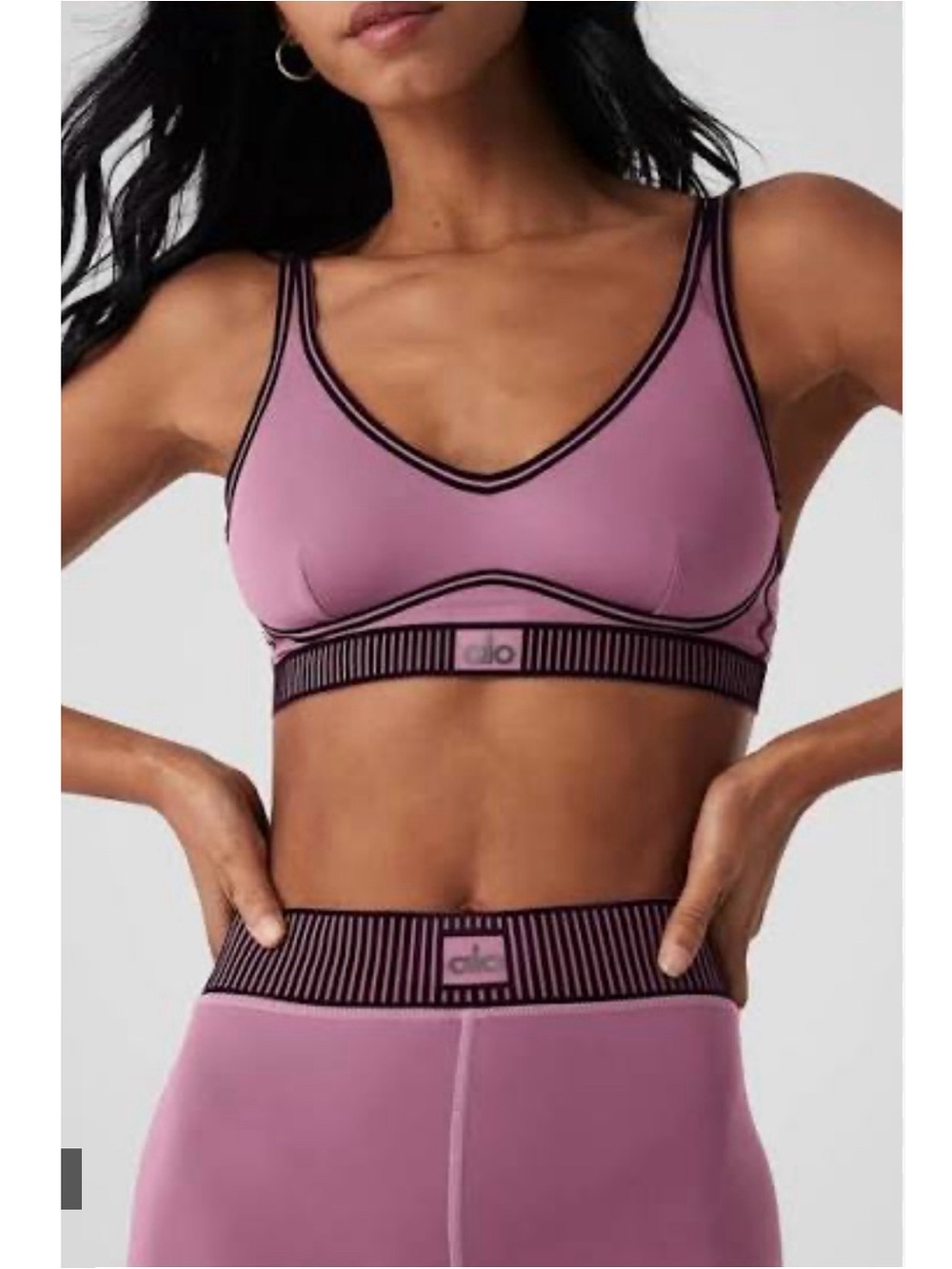 EUC ALO YOGA $98 Mauve Pink Mulberry Airlift Lineup Sports Bra Bralette Top